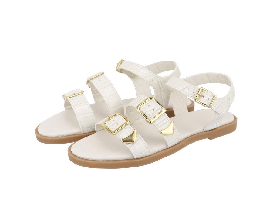 Flat Rasteira Ju Off White | KUENTO SHOES